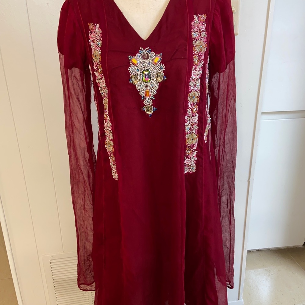 pakistani indian wedding party Formal  dress Have Beautiful Hand Embroidery .